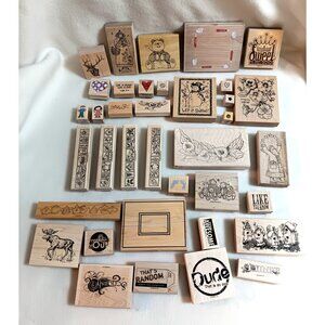 Large lot rubber stamps scrapbooks crafts cards 42 various READ